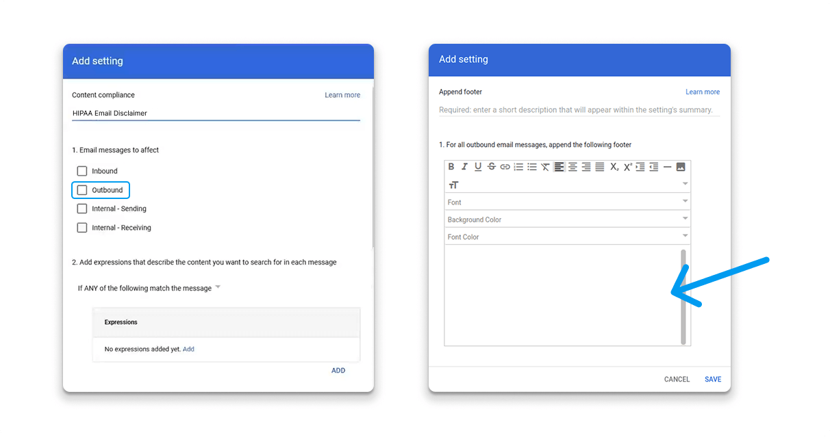 Configure Conditions And Add Disclaimer