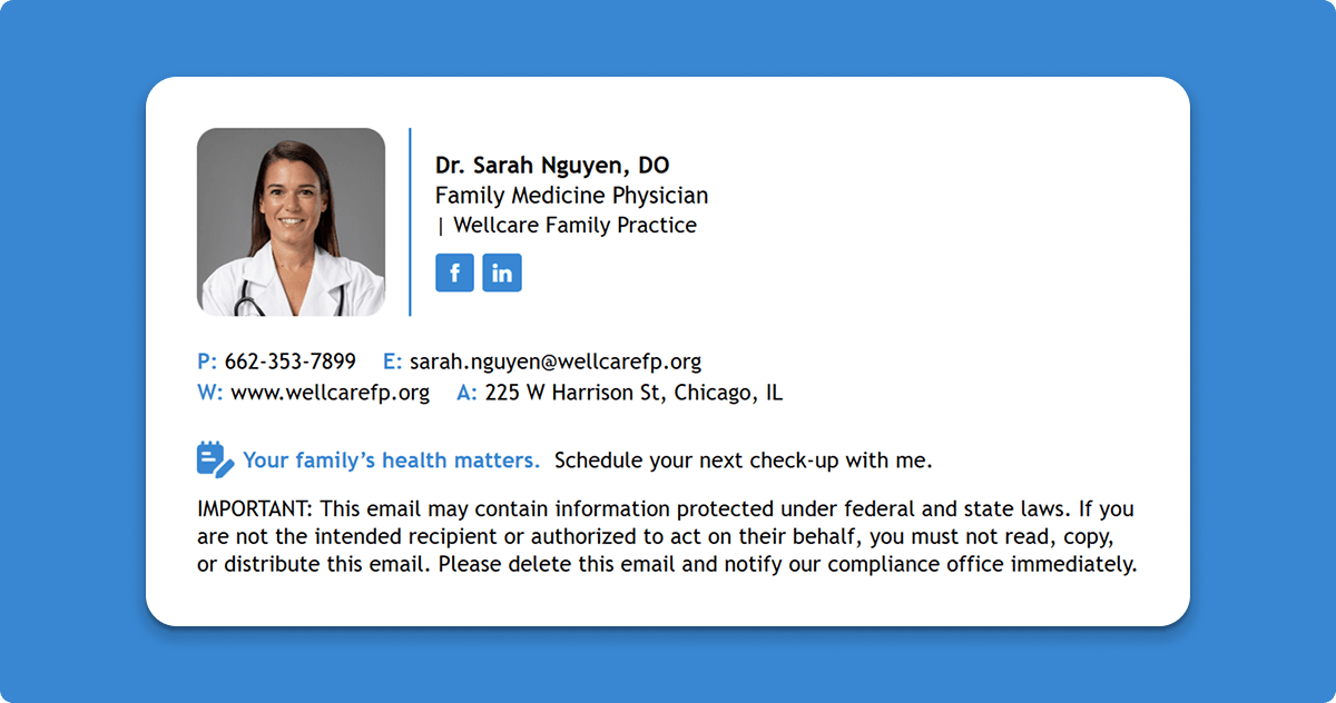 Email Signature With Detailed HIPAA Email Disclaimer