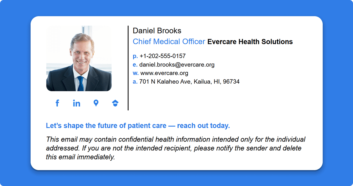 Email Signature WithConcise HIPAA Email Disclaimer