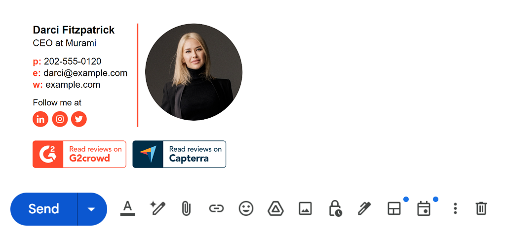 newoldstamp email signature example