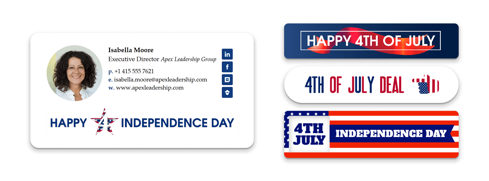 Bold 4th of July holiday email signature banner example