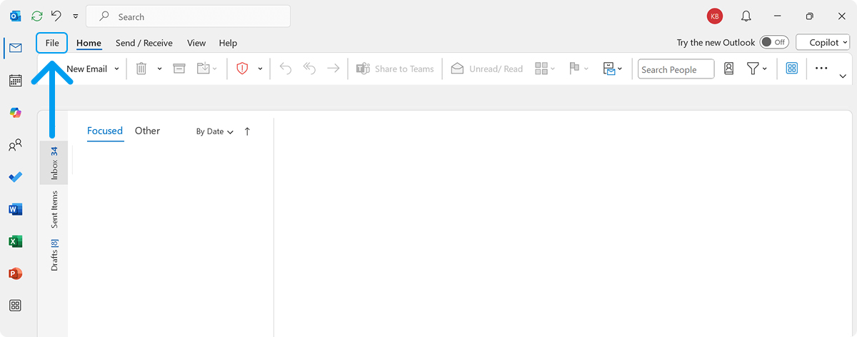 Click on File in the Top Menu